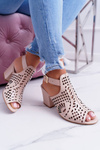 Laura Messi 1924 Leather Stiletto Sandals Beige Montoro