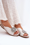 Shiny Women's Sandals With Decorative Detail S.Barski KV51-012 Silver