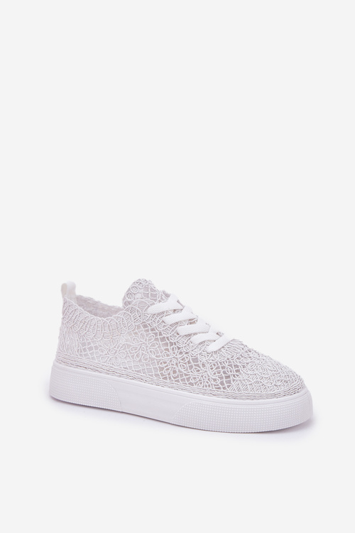 Lace-Up Women's Sneakers On Platform White Aranelith