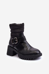 Leather Buckle Lined Boots Black Osonia