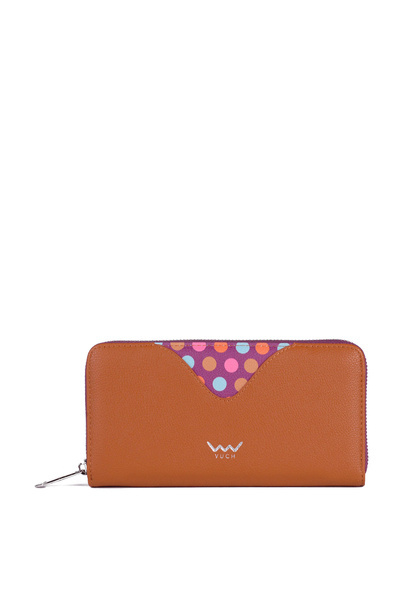 Large Zip Wallet with Dots Brown Reine