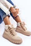 Lined Boots Trappers on Thick Sole Light Beige Ralotta