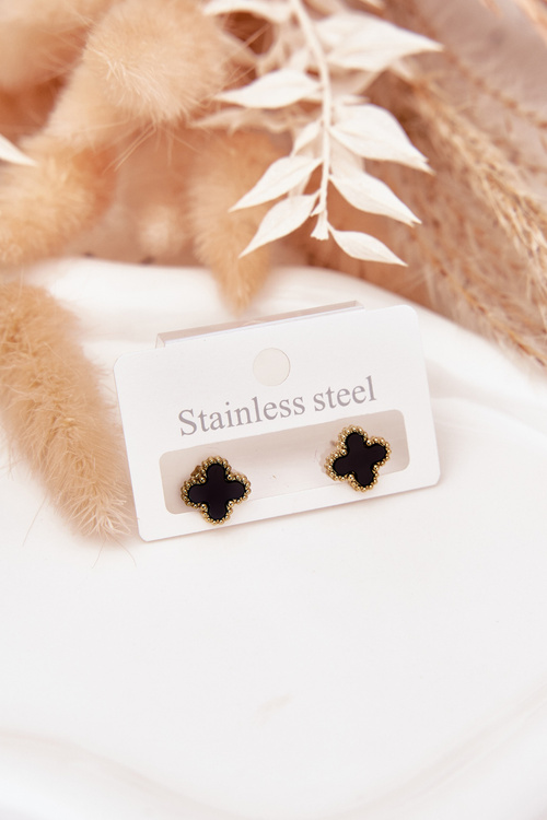 Earrings made of stainless steel black-golden