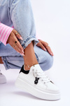 Women's Sport Shoes On Massive Platform White-Black Mariell