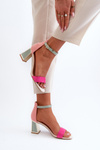 Suede Sandals with Stiletto Heel Fuchsia Pholia