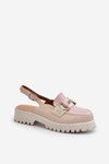 Women's Flat Heeled Sandals with Beige Ornament D&A MR38-656