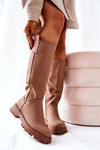 High Leather Boots Beige Trishia