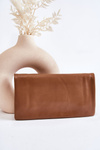 Women's Large Leather Wallet With A Zipper Brown Shiness 