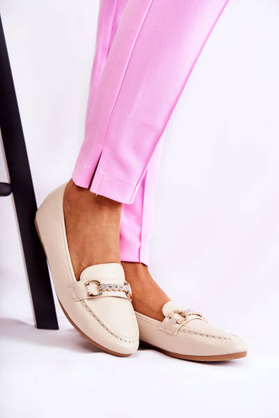 Women's Leather Loafers Beige Godley