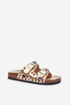 Embellished Women's Slides With Buckles S.Barski MY121 Gold
