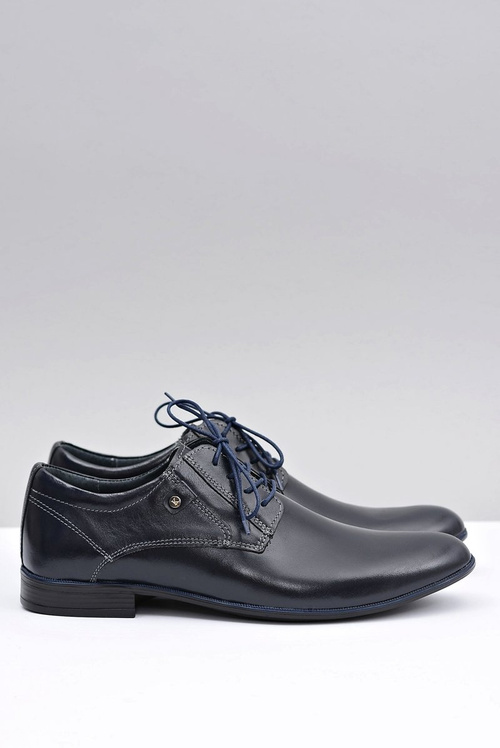 Navy Blue Leather Elegant Massimiliano Half Boots