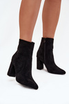 Insulated women's ankle boots with heel made of eco suede black Pralina