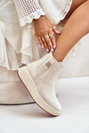 Slip On Women's Ankle Boots On Platform With Decoration Eco Suede Light Beige Ciatheia