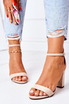 Suede High Heel Sandals Beige Florence