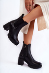 Leather Women's Boots On The Platform Black Martine