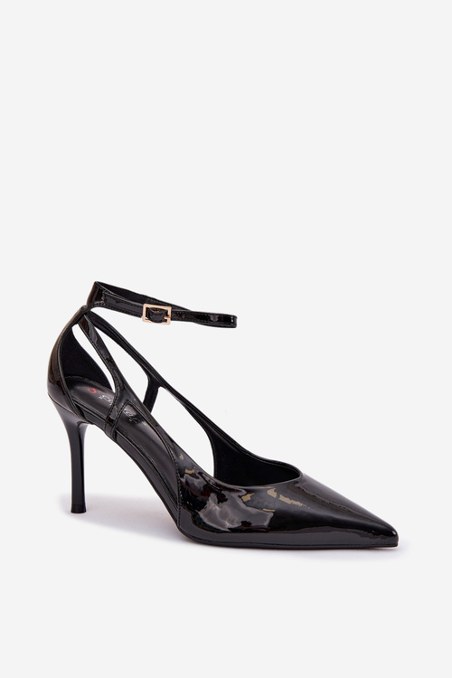 Patent leather high heels from eco leather black Fionnel