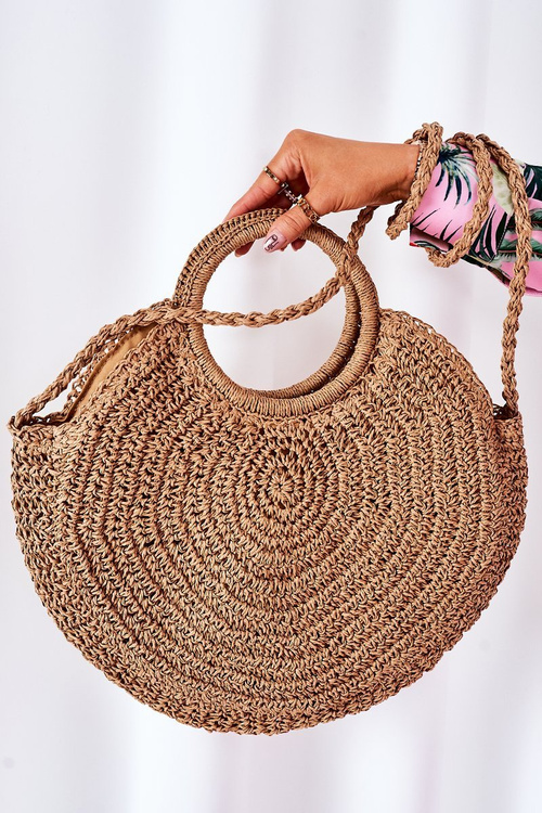 Braided Round Bag BRUNO ROSSI Camel