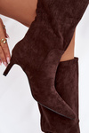 Women's High Heel Boots Warm with Eco Suede Chocolate Arelisse
