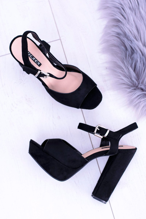 Black High Suede Stiletto Sandals Gertigo