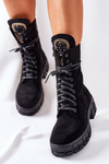 Suede Insulated Boots With Decorative Stones Black Hadley