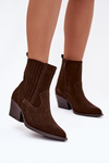 Suede Cowboy Boots for Women with Heel Lined Chocolate Dylira