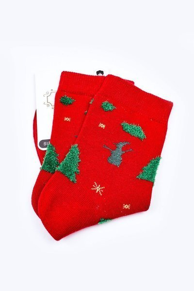 Christmas Cotton Christmas Tree Socks Red
