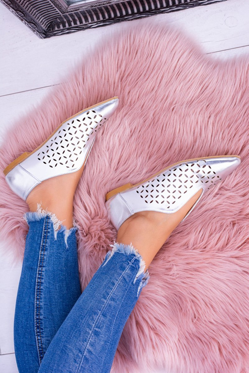 Lu Boo Silver Women's Slip-on Half Shoes Synthia