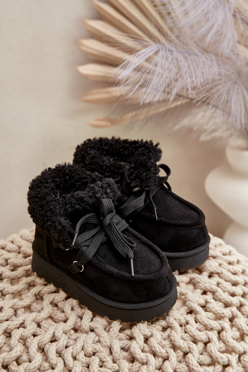Snow Boots Kids Insulated with Fur Black Adelane