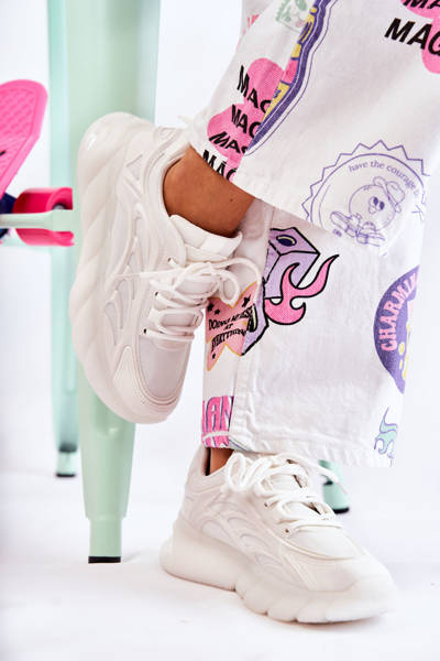 Buty Sportowe Sneakersy Modne Damskie Białe Sollero