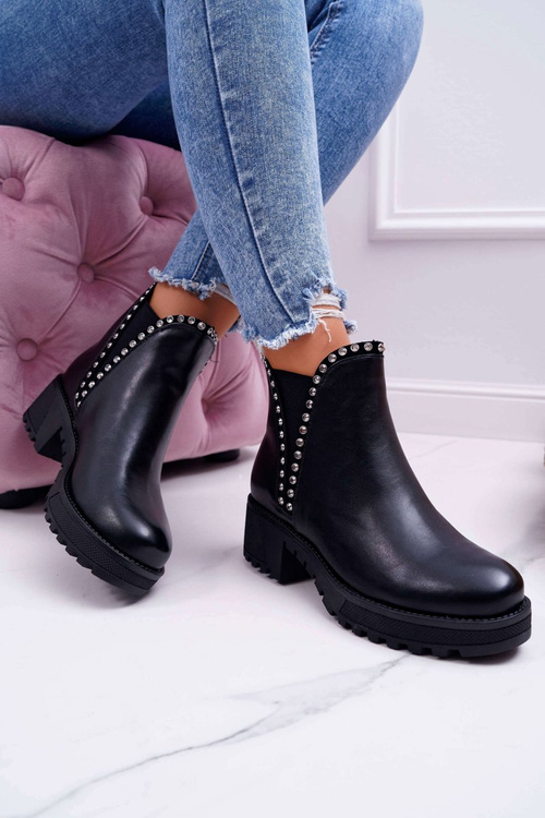 Women's Stiletto Boots With Zircons Black Sissy