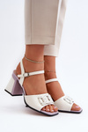 Elegant High-Heeled Sandals with White Ornament D&A MR38-156