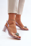 Transparent Sandals with Ornament Purple D&A MR38-454