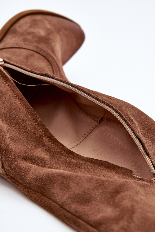 Kozaki Damskie Kowbojki Zamsz Zazoo 3427 Brązowe