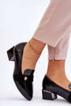 Patent Leather Low Heel Pumps With Embellishment Black Doria