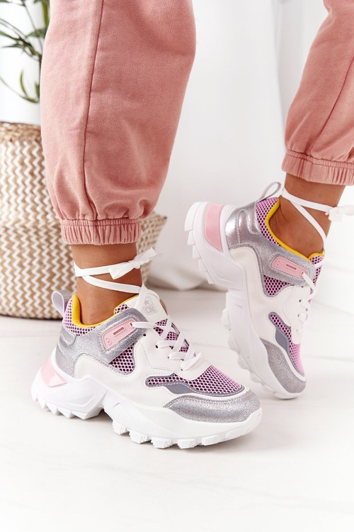 Women's Sports Shoes Sneakers White-Pink Infinity