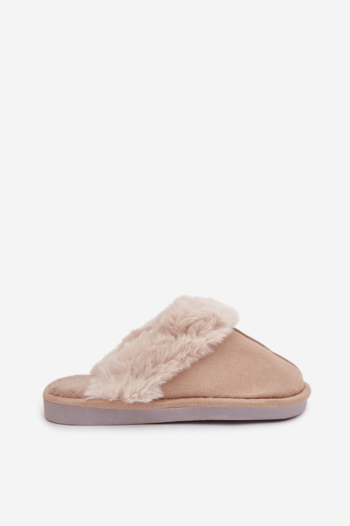 Women's slippers with beige fur Carisse