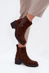 Women's Block Heel Boots with Buckle Brown Nymera