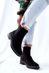 Suede Slipper Boots with Pearls Black Jilanna