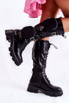 Insulated High Boots With Purses Black Military
