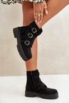 Damskie Botki Zdobione Ocieplane Czarne Ciascia 