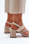 Women's Elegant Sandals with Stiletto Heel Beige D&A MR38-549
