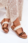 Flat Women's Sandals With Beads Leopard Brown Virona
