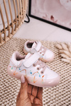 Dziecięce Sportowe Buty Ze Świecącą Podeszwą LED Biało-Różowe Disco
