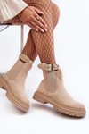 Suede Ankle Boots With Massive Sole Light Beige Ozaro 
