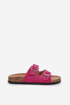 Fabric sandals on cork sole with buckles fuchsia Atera