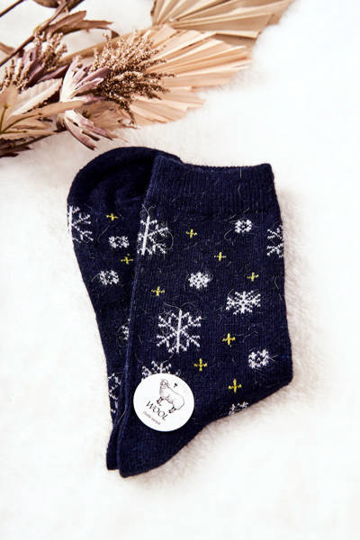 Christmas Socks Snowflakes Navy Blue