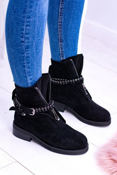 Lu Boo Black Women's Boots Zipper Sequins Rafell