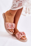 Women's Slippers With Material Flowers Pink Susana