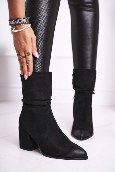 Women’s Boots On High Heel Eco-Suede Black Up Side