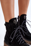 Women's Suede Warm Trapper Boots Black Rehin